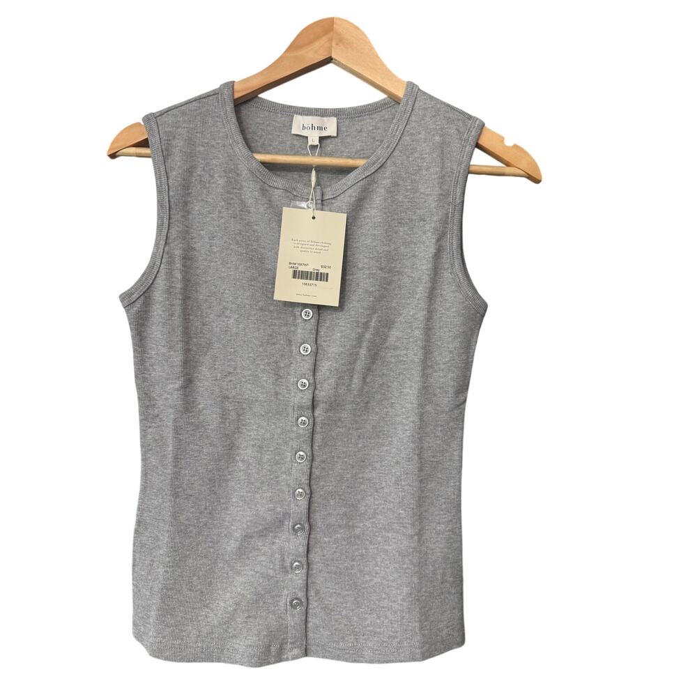 Lucas Button Up Tank Top in Grey